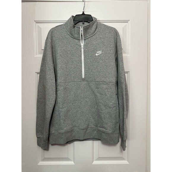 Nike Club Brushed-Back 1/2 Zip Men's Fleece Pullover DD4732-066 Gray Size Medium - Picture 1 of 4